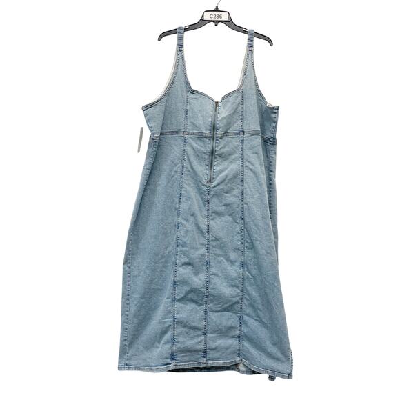 Wild Fable Women's Sleeveless Maxi Side Slit Bodycon Denim Jean Dress Size 2X - Picture 2 of 6